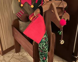 Is that Rudolph and an elf I see...I told you save room in your storage bins! That is an Annalee stocking with a mouse coming through the toe...so stinking cute!