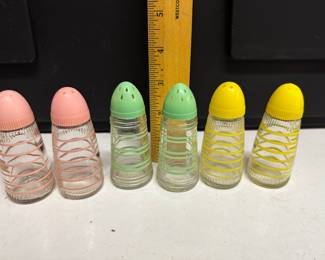 3 Pairs of Striped Salt and Pepper Shakers $12.00