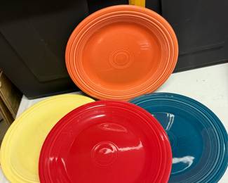 4 Fiesta Plates $15.00 (the yellow shows flatware marks)