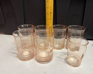 7 Pink Depression Glasses $14.00