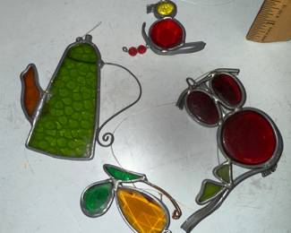 3 Mini Stain Glass Pieces $8.00
