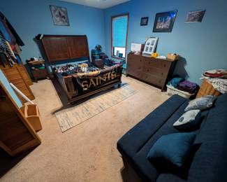 full size bed, dresser, night stands, futon