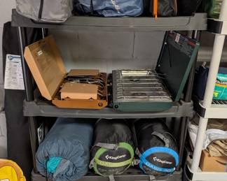 sleeping bags, inflatable mattresses, pack n play