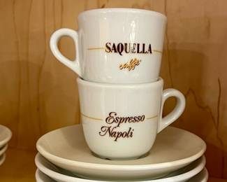 Vtg. Saquella & Napoli Porcelain Espresso cups and saucers, made in  Italy