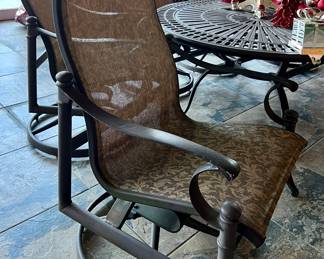 Patio table w/6 swivel chairs, umbrella and stand