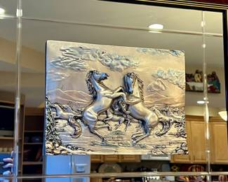 Vtg. Italian ARG Sterling silver 3D art horses plaque/sculpture by Creazioni Artistiche 