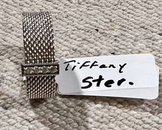 Sterling and diamond Tiffany mesh ring