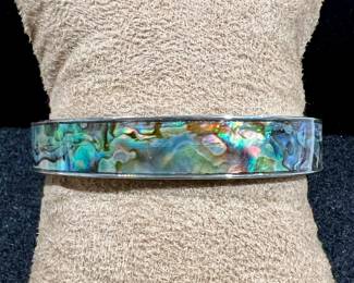 Sliver Abalone shell bangle bracelet 