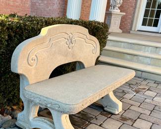1 of 3 Matching Concrete benches - comes in 3 pc. - approx. 4'5" wide  by  3'5" high