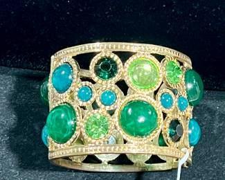 Kenneth Jay Lane Jelly Cabochon open work cuff bracelet 