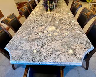 Custom made Granite table - seats 16 - w/pads 