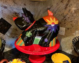 Ceramic hand-painted black Scottie dog cookie jar 