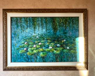 1 of 2 Framed reproduction of Claude Monet's Water Lilies painting 