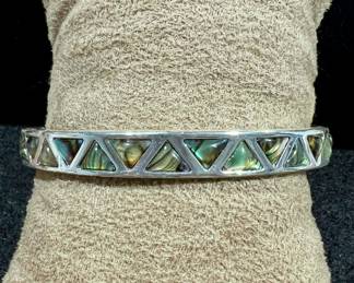 Sliver Abalone shell bangle bracelet 