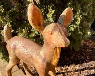 Concrete Fawn garden statue - 18" wide by 22" high