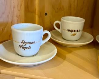 Vtg. Saquella & Napoli Porcelain Espresso cups and saucers, made in  Italy
