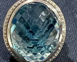 David Yurman - Sterling, Diamonds & Albion Blue Topaz ring