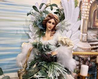 Beautiful White Christmas Angels - 34" tall