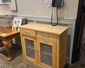 Chicken wire kitchen unit with shelves and drawers