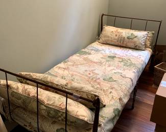 Civil War bed with custom mattress, asian coverlet and pillows