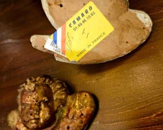 18th c. Set of 2 small painted wood cherub heads, baroque, French