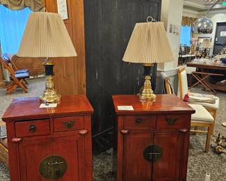 2 red laquer cabinets, China 1850