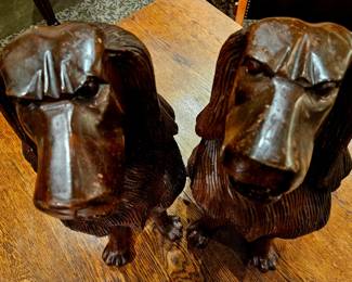 Large Carved Dogs. Mahogony