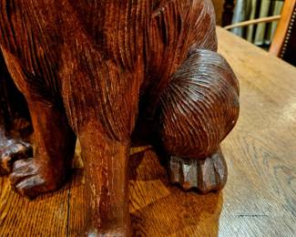 Carved Wood Dog Close up