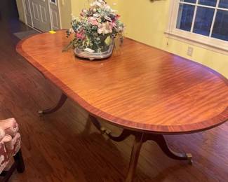 Double pedestal table.  One leaf available. $950-reasonable offers considered