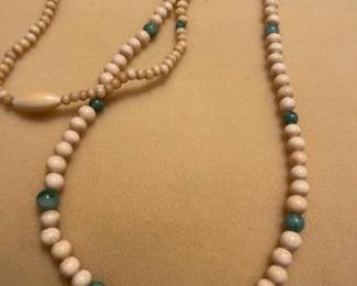 Bone and jade necklace