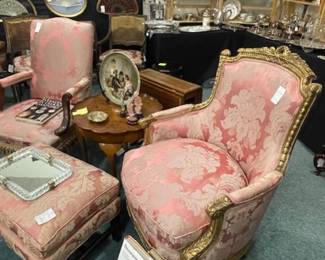 Ftrnch Berger's chair, other silk upholstered chairs available this weekend