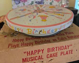 Vintage metal musical cake plate