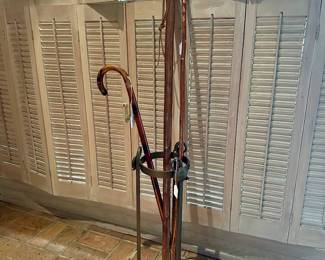 Vintage rack and canes/sticks