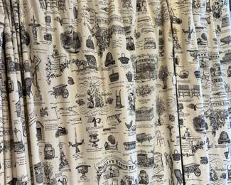 Advertising themed shower curtain in two pieces