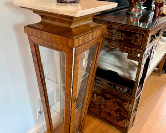 Marble Topped Pedestal Curio
