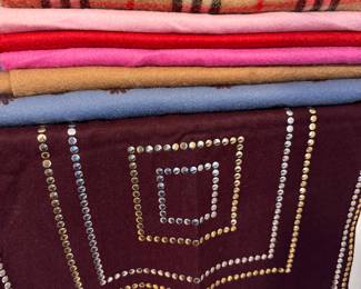 Cartier and Judith Leiber belts, Burberrys scarf, Lori Piana scarves, Valentino scarf