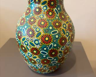 Signed J. Oliver hand-painted ceramic vase from Keringke Arts, Australia
