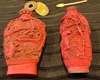 Cinnabar snuff bottles (as shown)