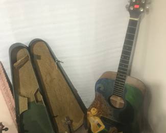 Old violins case! Painted guitar!
