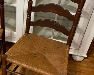  Vintage 4-Rung Ladder Back Rush Seat Side Chair