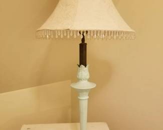 Azure Blue Shabby Chic Metal Table Lamp with Shade