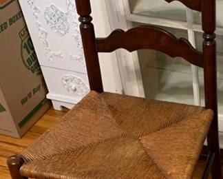  Vintage 3-Rung Ladder Back Rush Seat Side Chair