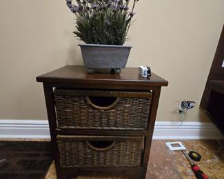 SMALL WICKER 2 DRAWER TABLE