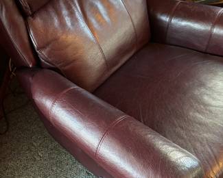 Authentic brown leather recliner chair