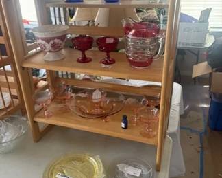 Yellow, clear, pink and red glass