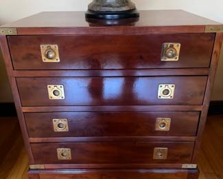 Ethan Allen Campaign Chest in gorgeous condition.  (that is not a scratch on lower left, it was dust)