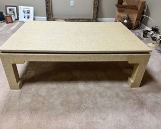 Vintage Ming style grasscloth wrapped coffee table.  
