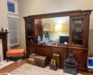 Solid wood adjustable entertainment center/wall unit. Can be made shorter or longer.