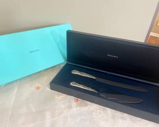 Tiffany Audubon Cake Server & Knife Set, sterling silver, with case and Tiffany Blue Gift Box. Brand New, unused. Available for pre-sale.