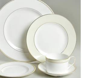 Vera Wang for Wedgwood “ Champagne Dutchess” china. We have service for 12, plus ectras, and an oval platter. All brand new, “ New Old Stock”, in the original place, setting boxes, and the Bloomingdale’s boxes with the original wrapping. This item is available for a pre-sale.